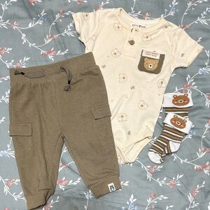 Adorable Cream and Brown Baby Set